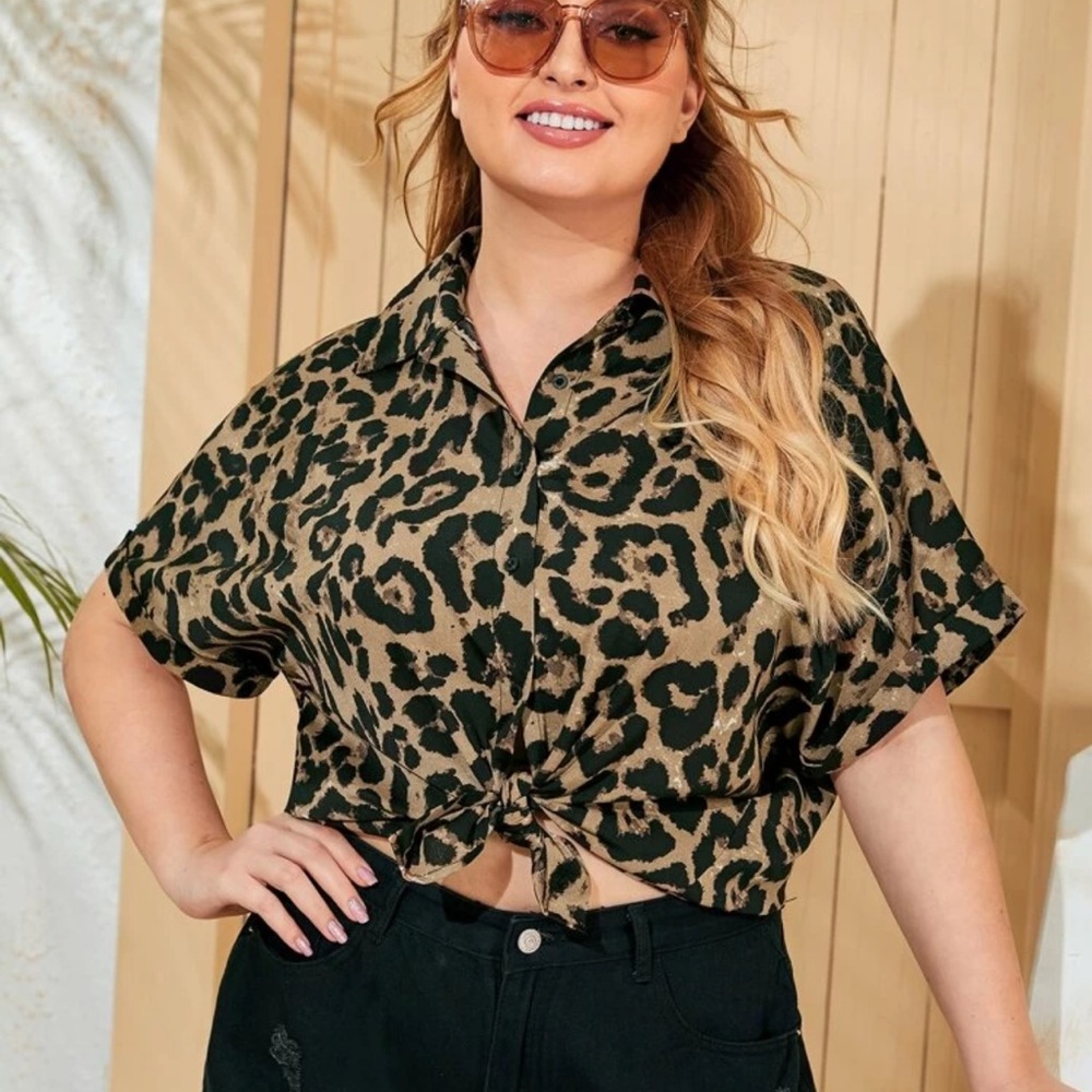 SHEIN 1x leopard print top